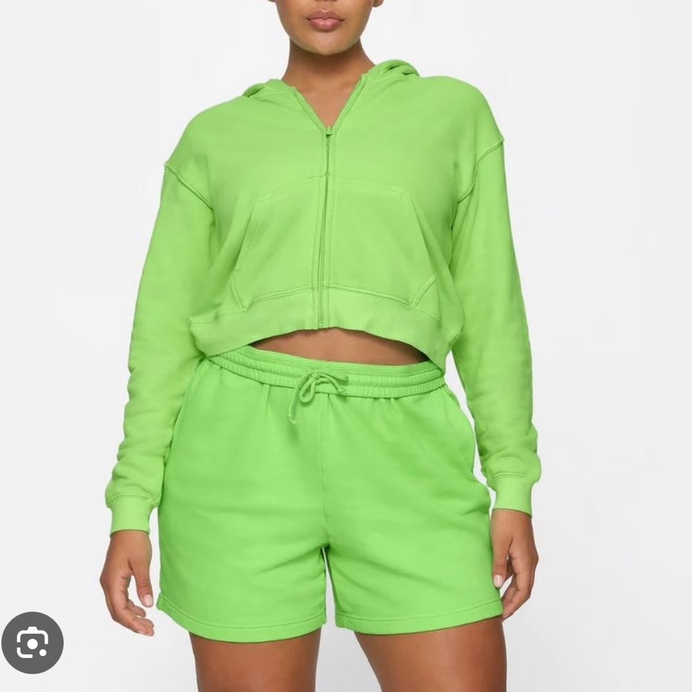 Skims neon green French Terry shorts